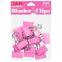 JAM Paper Binder Clips, Medium, 1 1/4 inch (32 mm), Pink, 15 per Pack