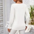 thumbnail image 5 of AherBiu Spring Causal Tops for Women Long Sleeve Crochet V Neck Comfy Loose Tshirt Tunic Blouse, 5 of 7