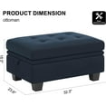 thumbnail image 2 of Belffin Rectangular Velvet Ottoman with Storage, Tufted Design, Blue, 2 of 13