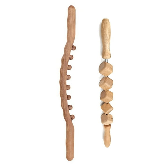 EIMELI 2PCS Wood Therapy Massage Tools, Lymphatic Drainage Massager, Handheld Wood Therapy Massage Roller for Anti Cellulite Lymphatic Drainage
