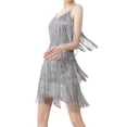 thumbnail image 2 of FOCUSNORM Femmes Fronde Robe Sans Manches sur l'Épaule V Cou Pompons Casual Partie Robe d'Été, 2 of 9