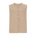 thumbnail image 4 of vigerkar Womens Sleeveless Button Down Shirts Cotton Linen Tank Tops V Neck Dressy Casual Loose Blouses Business Work Tops (Khaki, S), 4 of 8