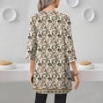 thumbnail image 4 of WTOBBY Women's Fashion Casual Retro Floral Print V-Neck Mid-Length Tunic Tops with Pockets, 3/4 Sleeve Blouses, Versatile and Stylish Shirt,Beige L, 4 of 5