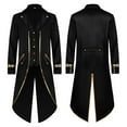 thumbnail image 2 of IBTOM CASTLE Men's Steampunk Vintage Tailcoat Jacket Gothic Medieval Victorian Frock Button Down Swallow Coat Uniform M Black & Gold, 2 of 7