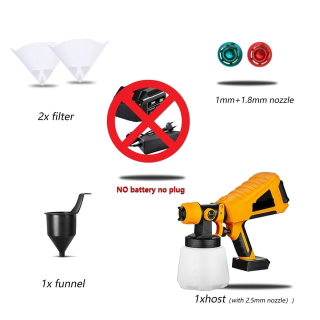 1000mL Electric Paint Gun Spray Gun High Power Electric Paint Sprayer Flow Control With 3 Nozzle For 18V Battery ,Easy Use