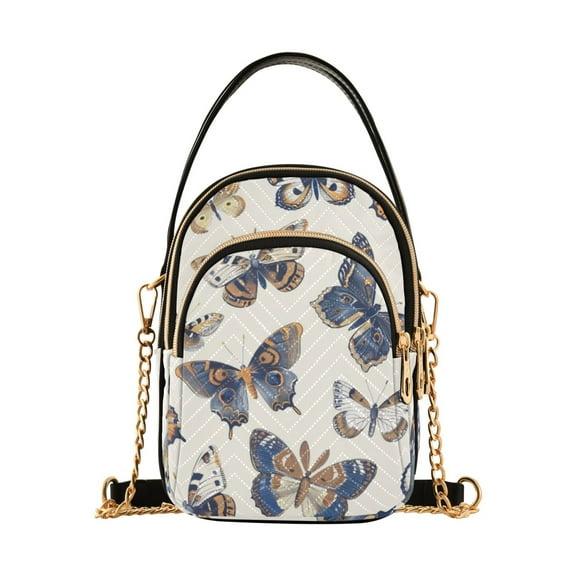 joogoo Women Butterflys Blue Chain Crossbody Bags Shoulder Handbag Phone Purse