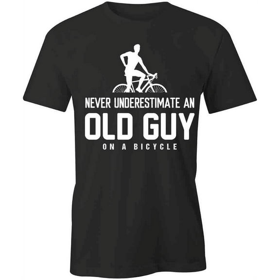 Old Guy On A Bicycle T-Shirt | Cool Cycling Black Tee Gift