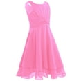 thumbnail image 2 of Doomiva Girls Ruched Knot Chiffon Wedding Party Gown A-line Flower Girls Dress Pink 16, 2 of 7