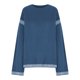 thumbnail image 3 of Suéter de cuello redondo para mujer, informal, liso, tejido, holgado, de manga larga, con cuello redondo, blusa, 3 of 4