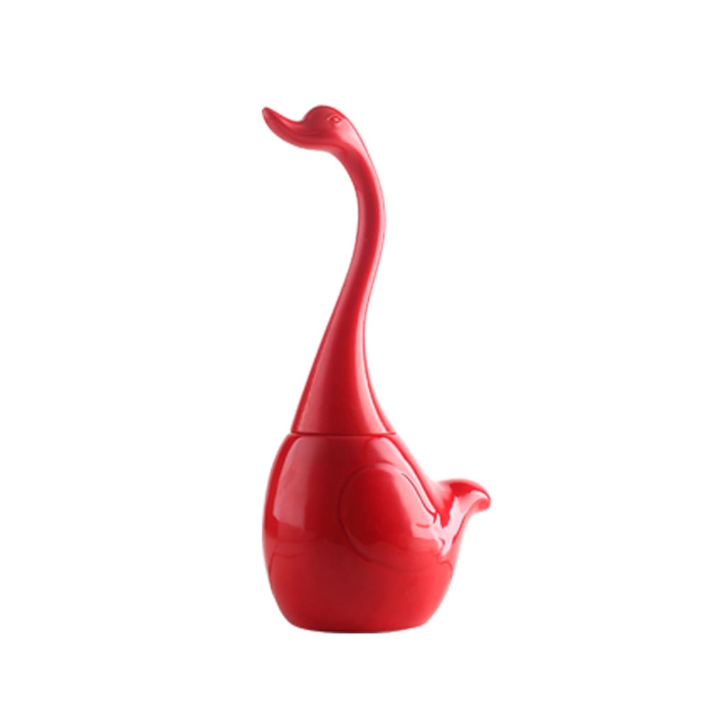 PatungKu Plastic Toilet Brush and Holder Creative Swan Bathroom Cleaning Brush and Plunger Statue Decorative for Bathr
