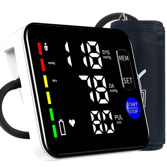 Upper Arm Blood Pressure Monitor, Equipped with 22-42cm Cuff, Rechargeable Automatic Digital BP Monitor with Dual-User Mode, 120 Reading Memory and Voice Broadcast, for Home Use