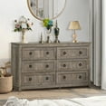 thumbnail image 5 of 54" Large Long Drawer Dresser, 6 Drawer Dresser for Bedroom, Modern Farmhouse Wood Wide Chest of Drawers, Storage Dressers for Bedroom, Living Room, Grey Oak, 5 of 8