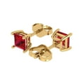 thumbnail image 2 of 14K Solid Gold Push Back Stud Earrings for Women | 1 cttw Princess Cut Simulated Ruby | Yellow Gold, 2 of 5