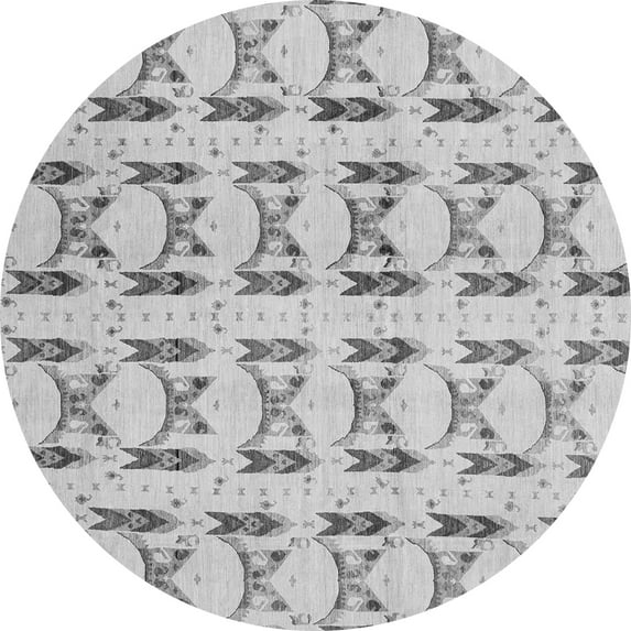 Ahgly Company Indoor Round Abstract Gray Modern Area Rugs, 6' Round