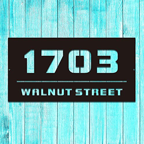 Ellipse Wall Mounted Sign with Two Free Screws Door or Street-6x12 Personalized Metal Address plaque Display Your Address and Street Name Used for House Custom Steel House Number Sign