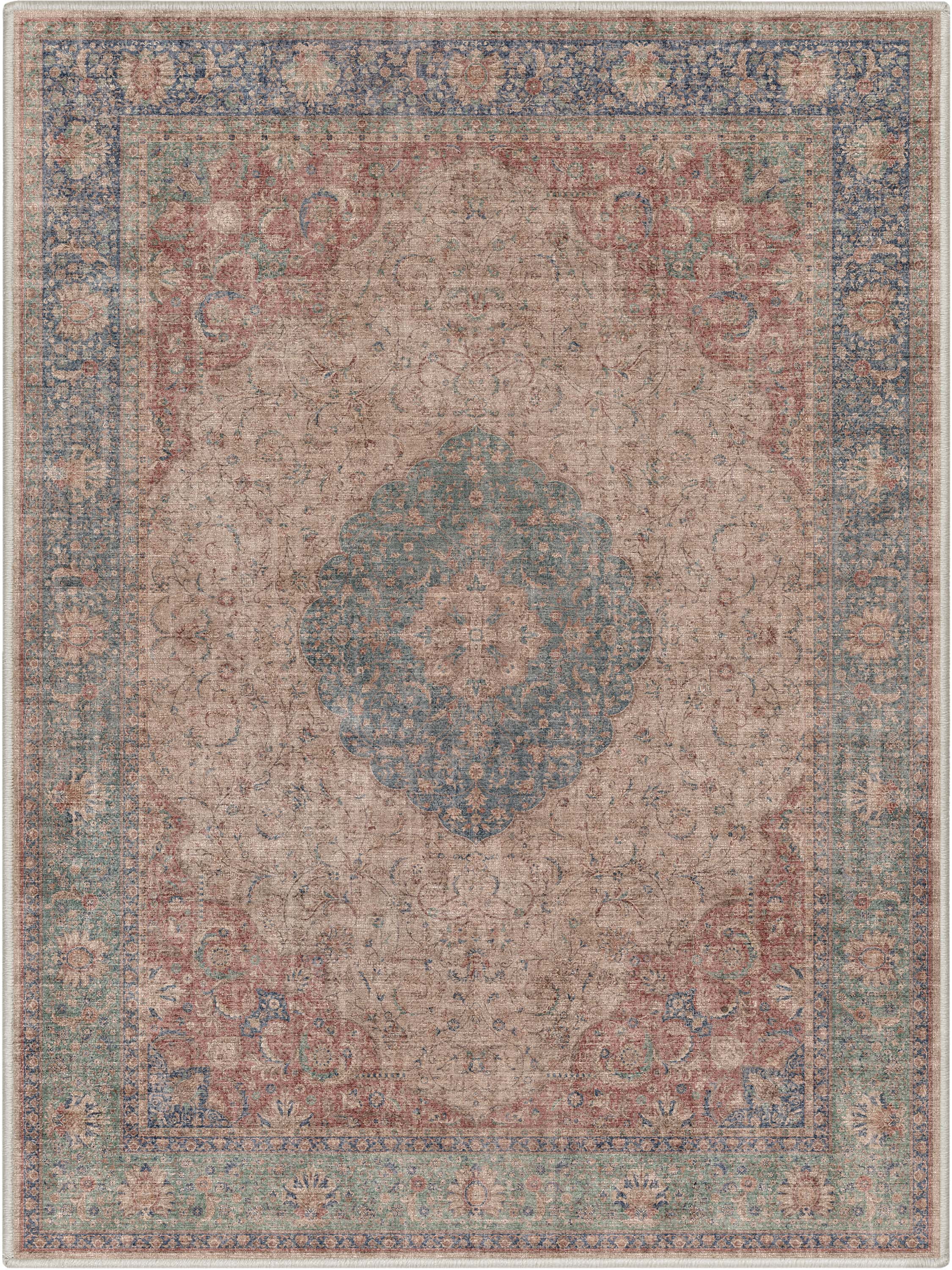 Well Woven Asha Odette Vintage Medallion Oriental Red Blue 3'11" x 5'3" Flat-Weave Area Rug