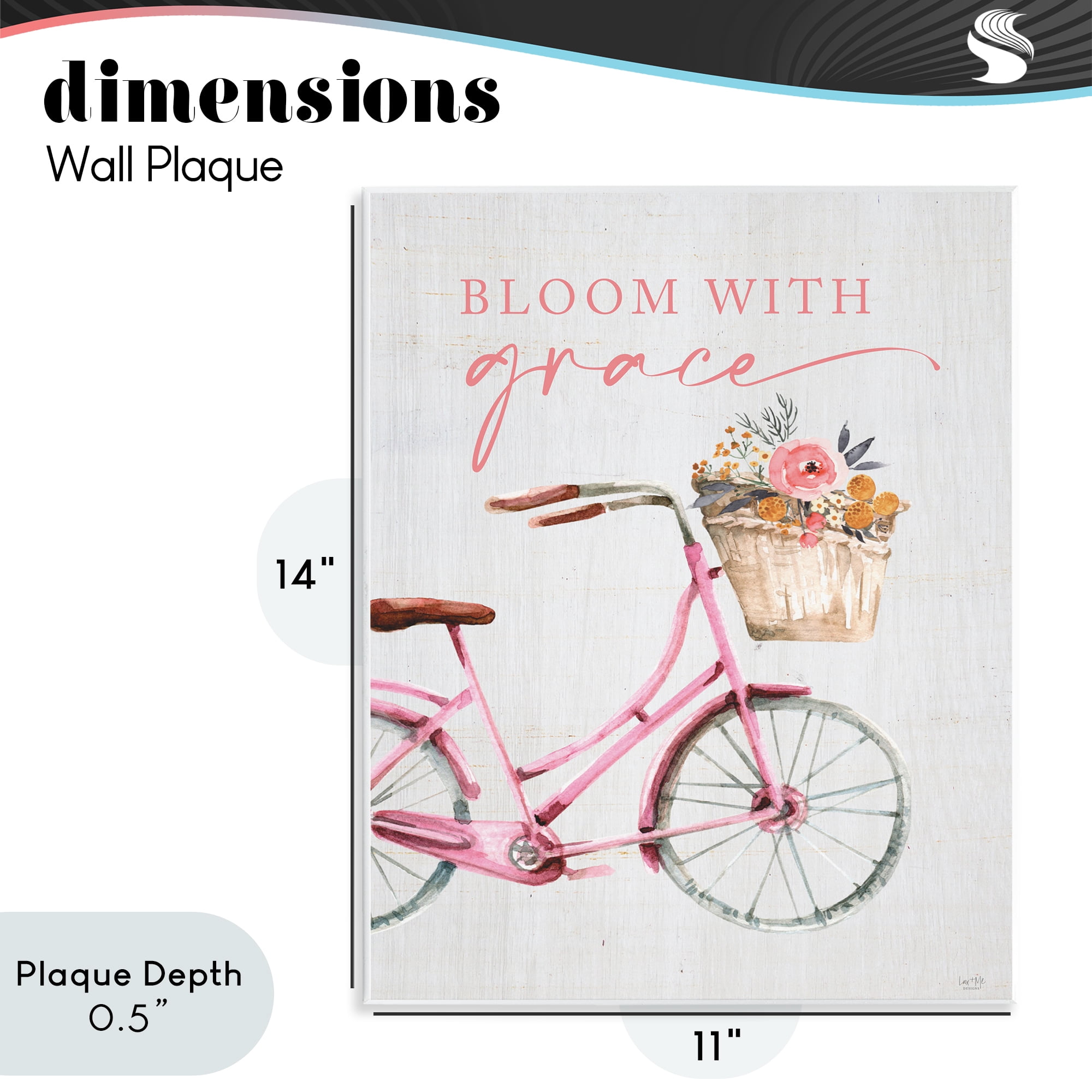 Stupell Industries Bloom With Grace Bicycle Wall Plaque Art, design by Lux + Me Designs
