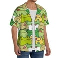 thumbnail image 4 of Sigee Cartoon Frog Print Men's Shirts Casual Button Down Short Sleeve Summer Beach Shirt Hawaiian Vacation Shirts Tee Shirt-Large, 4 of 7