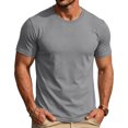 thumbnail image 5 of EANJE Men's T-Shirt Short Sleeve Crew Neck T-Shirt Casual Solid Color Outdoor Running Sports Breathable Tees or Daily Workout Wear Light Gray M, 5 of 7