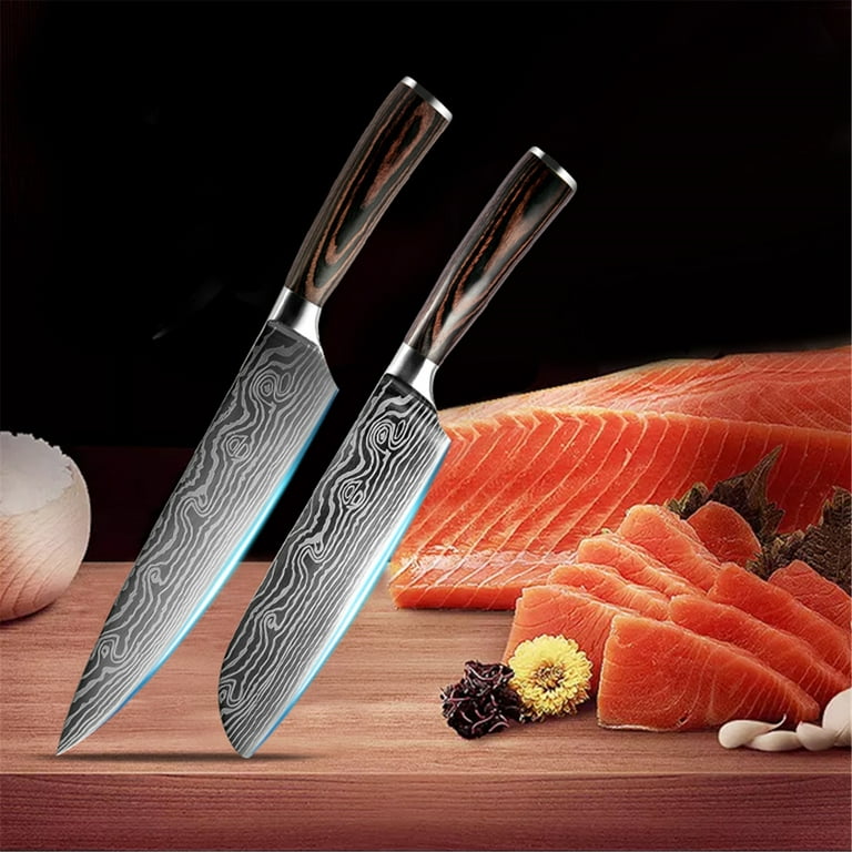 5 PCS Classic Kitchen Knife Set Damascus Laser Chef Knife with Comfortable  Handle