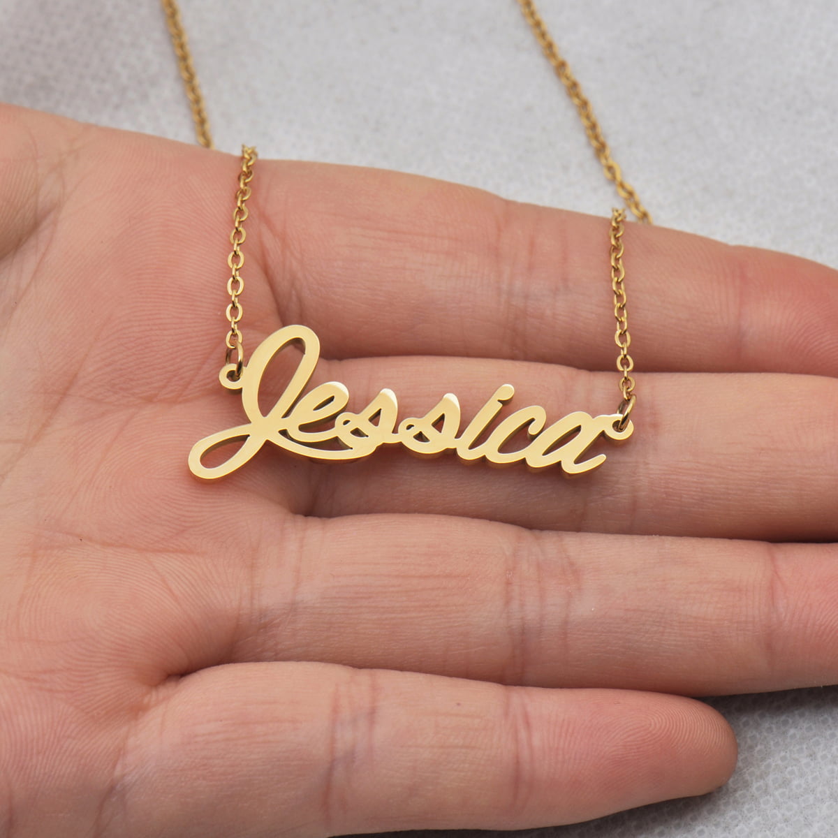 Name Necklace Jess 18K Gold PlatedPendant Necless Nekless Jewelry Family