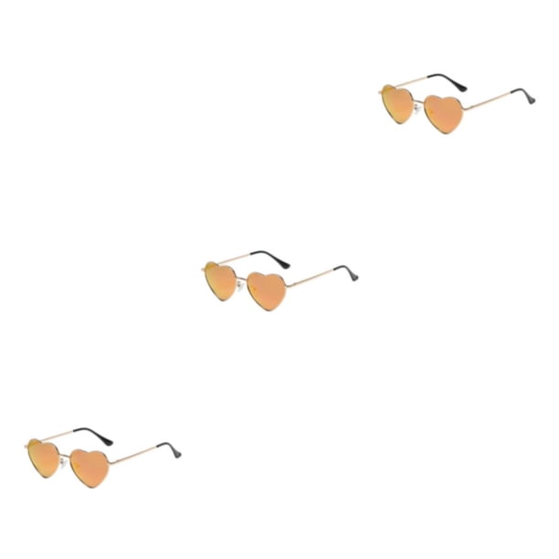 Gafas de sol Qarigey en forma de corazón Lente TAC PVC Marco de metal dorado rojo reflectante