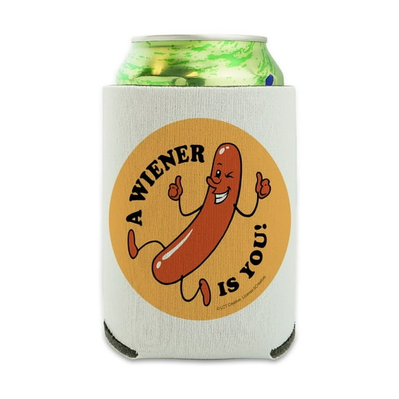 A Wiener Winner Is You Hot Dog Funny Humor Can Cooler - Drink Sleeve Hugger Collapsible Insulator - Beverage Insulated Holder