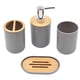 thumbnail image 1 of Juego de accesorios de baño: jabonera, loción, plástico y madera, cepillo de dientes gris 4 piezas, 1 of 8
