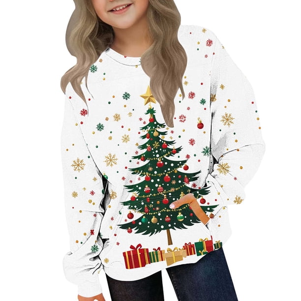 Sudaderas sin capucha para niños pequeños, niñas y niños, sudaderas con cuello redondo y manga larga estampadas, tops tipo pulóver con bolsillo, top de poliéster para niña