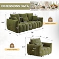 thumbnail image 2 of avobird 81" premium Teddy fabric sofa with 3 Pillows, Modern Deep Seat 3 Seater Boucle Sofa & Single Sofa Chair, Oversized Loveseat Sofa for Living Room, Green, 2 of 6