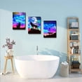 thumbnail image 4 of Canvas Wall Art For Living Room Bathroom Wall Decor For Bedroom Kitchen Artwork Canvas Art Prints 3 Pieces Modern Framed Office Home Decorations Blue Starry Sky Landscape Paintings Wolf Hang Pictures, 4 of 6