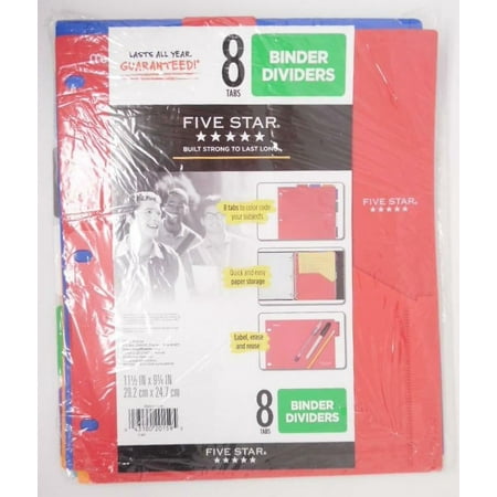 ( Case Pack of 8 ) Mead Five Star 8-Tab Binder Dividers with Pocket Multicolor 11½ x 9¾