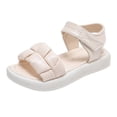 thumbnail image 2 of XIMIN Girls Open-Toe Sandals Braided Strap Adjustable Ankle Strap Smooth Synthetic Leather Upper Non-Slip Thick Sole Casual Summer Sandals (Beige, 10.5-11 Years), 2 of 9