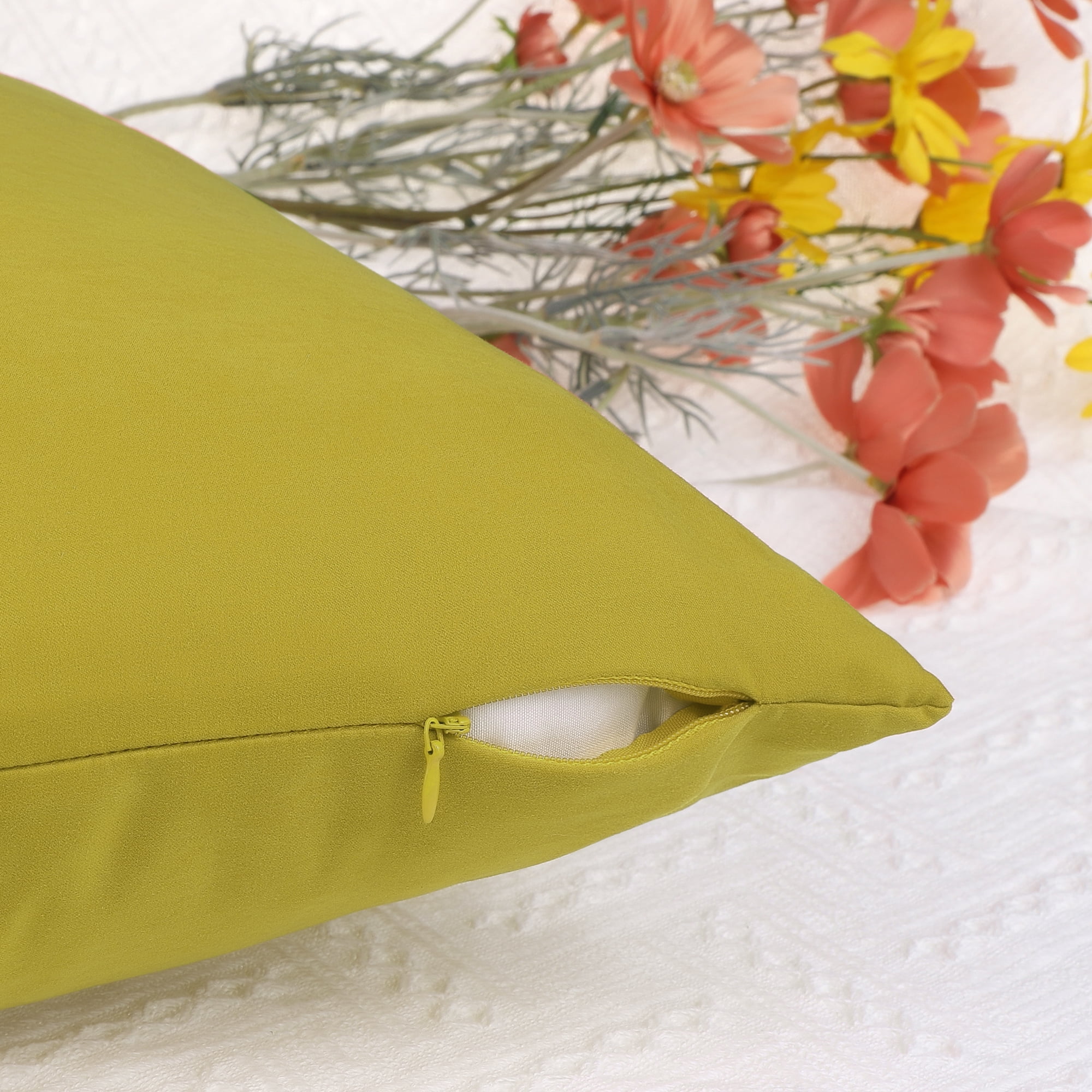 Unique Bargains 4 Pcs Solid Color Pillowcases Hidden Zipper Pillow Covers Turmeric 12" x 20"
