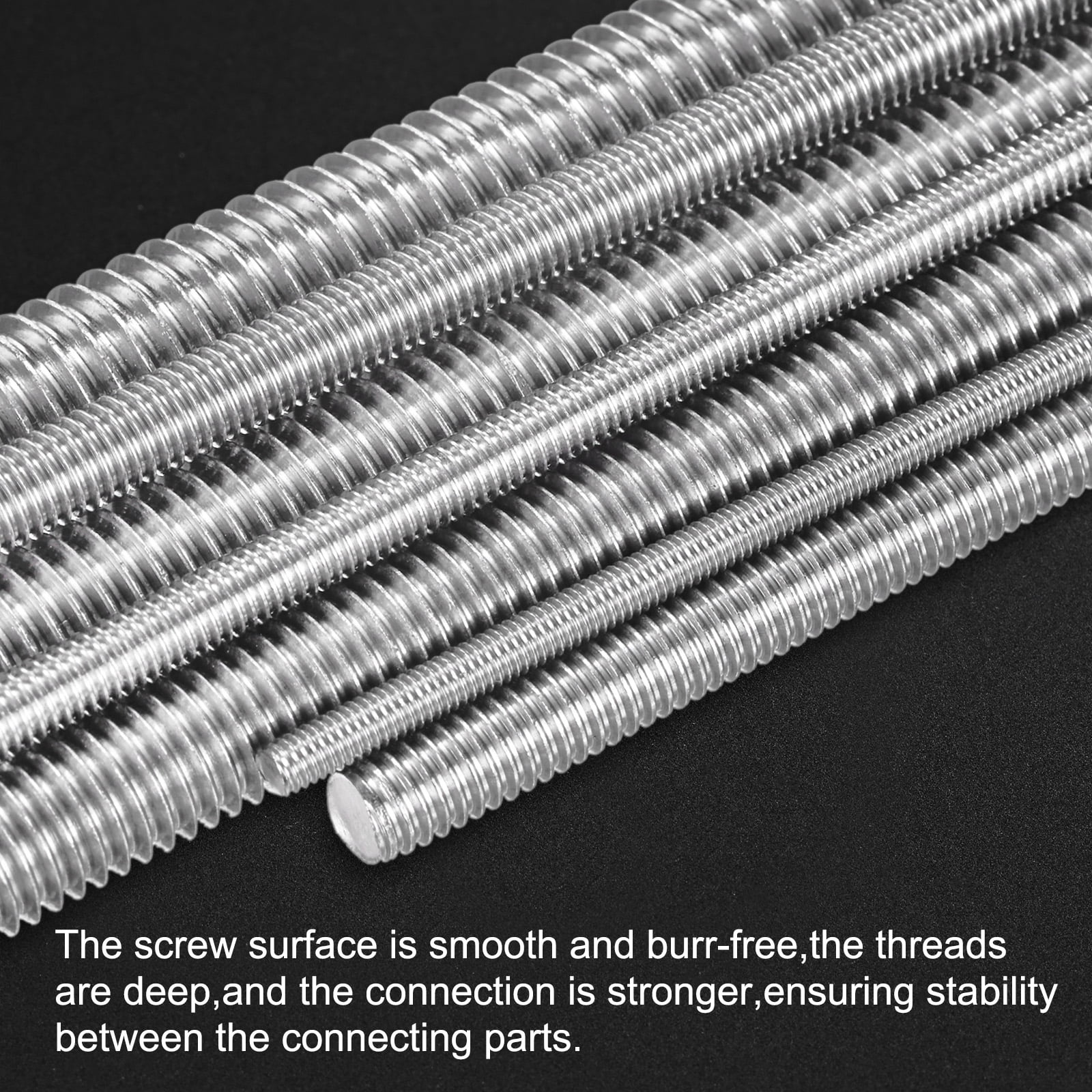 Uxcell 5-Pack Fully Threaded Rod, M10x250mm 304 Stainless Steel Right Hand Thread Bar Studs