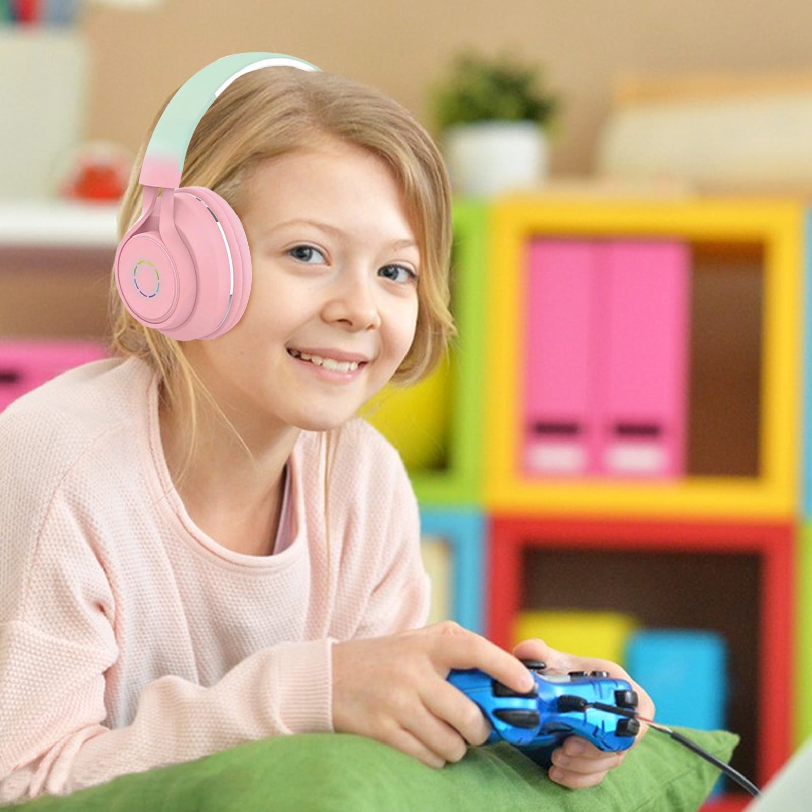 Wireless Over Ear Bluetooth Headphones with Microphone - Wireless Headset -Noise Reduction - Bluetooth, Wired,Built in Micro SD for Travel, Home, Work TV,PC,Gaming,Cellphone - Pink