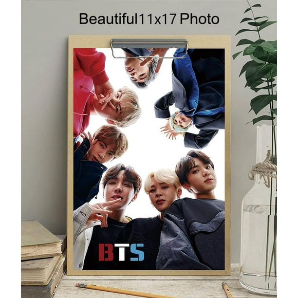 BINFA-Wall Art BTS Red, White and Blue Music Poster 12 x 18 Framed