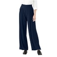 thumbnail image 3 of Loopsun Womens Casual Pants Plus Size, Dress Pants for Women, Women's Solid Elastic High Waist Pleated Full Length Trousers Pants with Pockets Blue, XXXXXL, 3 of 5