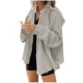 thumbnail image 1 of FAIWAD Womens Long Sleeve Hooded Jacket Plus Size Button Down Patchwork Fall Winter Trendy Clothes, 1 of 6