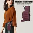 thumbnail image 2 of Tarise Crossbody Wallet Cover Case for Samsung Galaxy S23 with Card Holder, Removable Neck Strap/Shoulder Strap Kickstand Slim Purse Hidden Mirror Back Phone Cover for Samsung S23 5G 6.1", Wine Red, 2 of 11