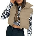 thumbnail image 3 of Gytharion Women's Winter Warm Down Vest Solid Cropped Sleeveless Puffer Jacket Lightweight Comfy Full Zip Up Stand Collar Outerwear Coat with Pockets, 3 of 8