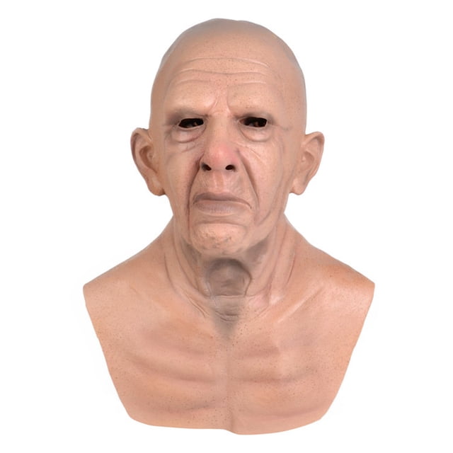 Disfraz de cosplay para hombre viejo y calvo con simulación de látex