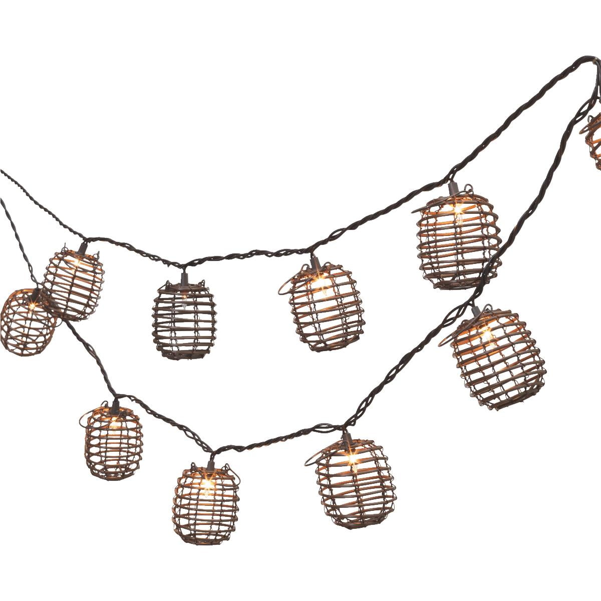 Gerson/Yantian Glow Bamboo Barrel Lantern String Lights 10 Count, 24 Inches