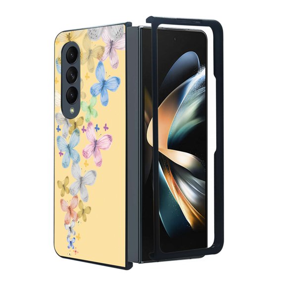 ANJ  Protective Snap-On Design Printed Case Compatible with Samsung Galaxy Z Fold 4 - Butterfly Delight (Yellow)