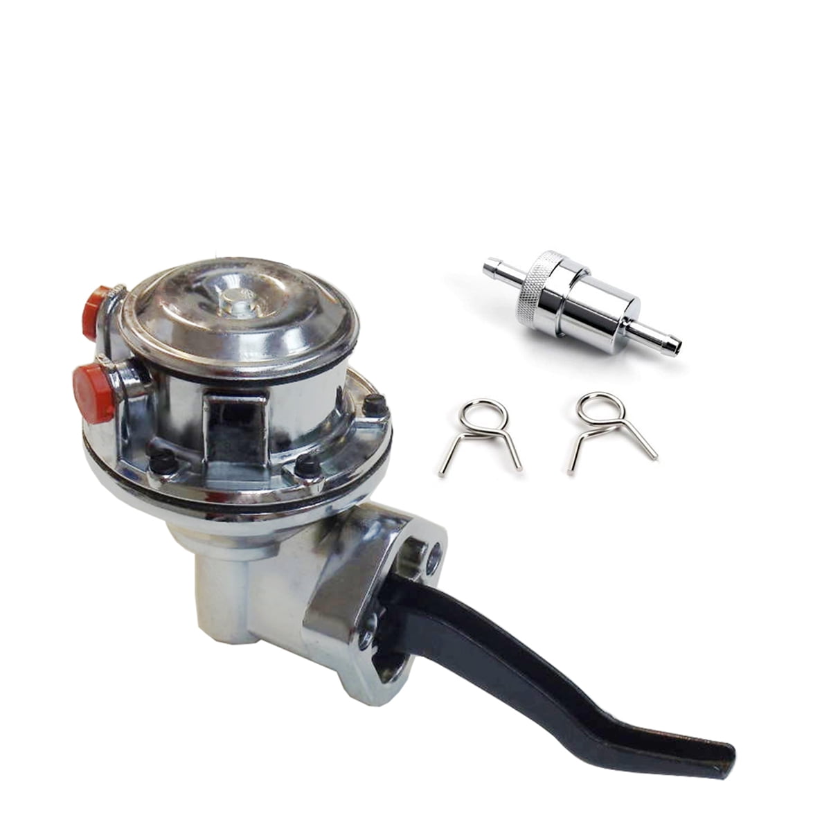 Chrome High Volume Fuel Pump & 1/4" Inline Filter Fit Pontiac 301 326 350 428