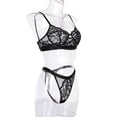 thumbnail image 2 of Encaje sexy conjunto de ropa interior sujetador ropa interior regalo para mujeres niñas, negro, L 2 piezas Methold XX000054-36, 2 of 7