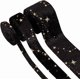 thumbnail image 1 of Cintas de terciopelo de doble cara de 6,56 yardas (6 m) con motivo de estrella, 3/8 pulgadas, 1 pulgada, 2 pulgadas (1 cm, 2,5 cm, 5 cm), ribetes de satén negro, rollo de cinta plana, 1 of 9