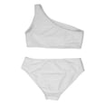 thumbnail image 2 of Bikini Dayu para niñas, blanco, con un hombro recortado, de dos piezas, 2 of 6