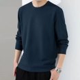 thumbnail image 2 of Lohuatrd Men Fall Spring Top Solid Color Round Neck Long Sleeve Loose Thick Soft Pullover Casual Mid Length Simple Style Elastic Men Sweatshirt, 2 of 8