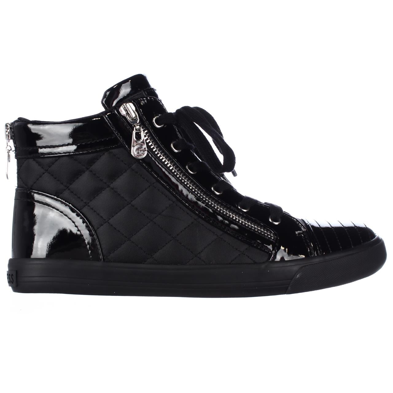 Womens by Orily Side Zip Quilted High Top Fashion Sneakers - Black - Walmart.com